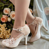 Vintage wedding shoes in champagne, rose gold and dusky pink