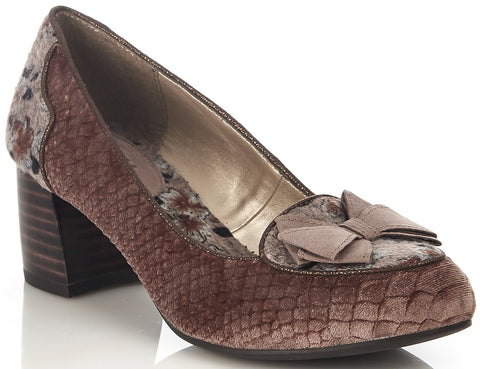 Thalia Chunky Velvet Mid-Heel in Mink Velvet