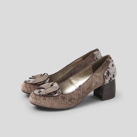 Thalia Chunky Velvet Mid-Heel in Mink Velvet