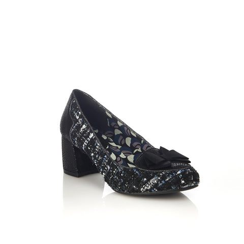 Thalia Chunky Velvet Mid-Heel in Tweed