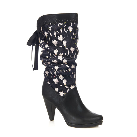Athena Slouchy Knee High Boot in Black