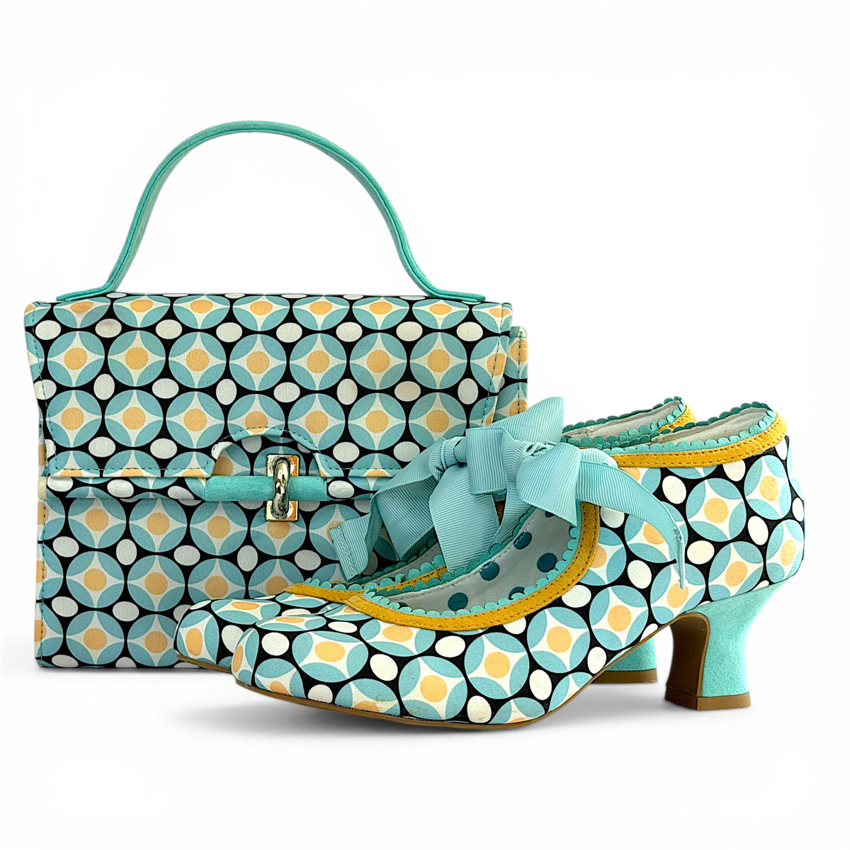 Peyton (Aqua Geometric) WIDE FIT– Ruby Shoo